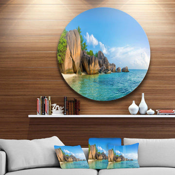Fantastic Seychelles Seashore - Sea & Shore Metal Circle Wall Art